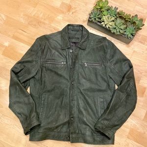 John Varvatos Gray Leather Jacket Rn# 102515